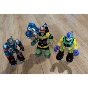 Vintage Fisher-Price RESCUE HEROES Figure Lot of 3 - Billy Blazes, Rocky, & Jack